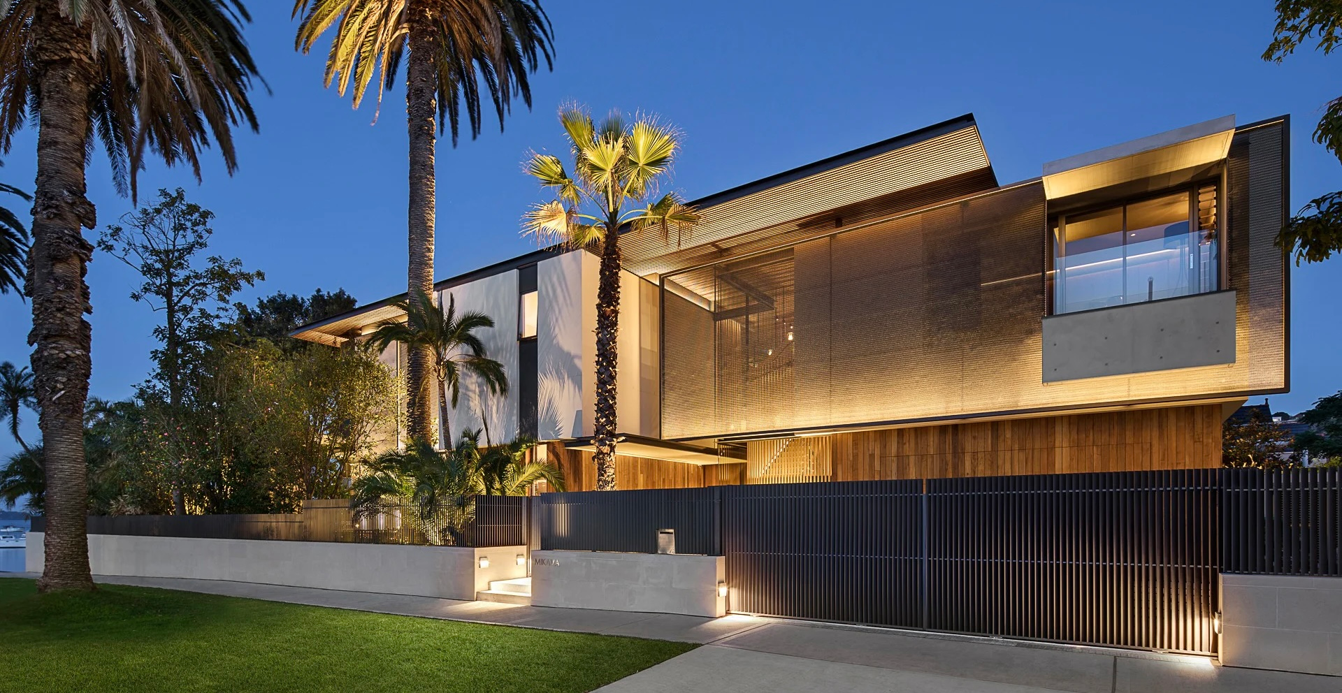 Residence facade at twilight